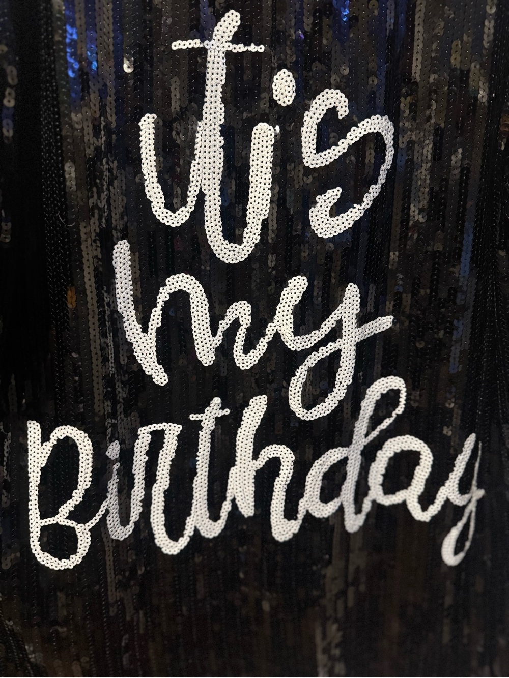 Fashion Nova Black Sequin "Tis My Birthday" Tee Dress - Picture 3 of 5